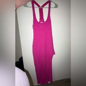 Revolve NWOT Lovers and Friends Bright Pink Fuchsia Racerback Dress Cutout Sz XS
